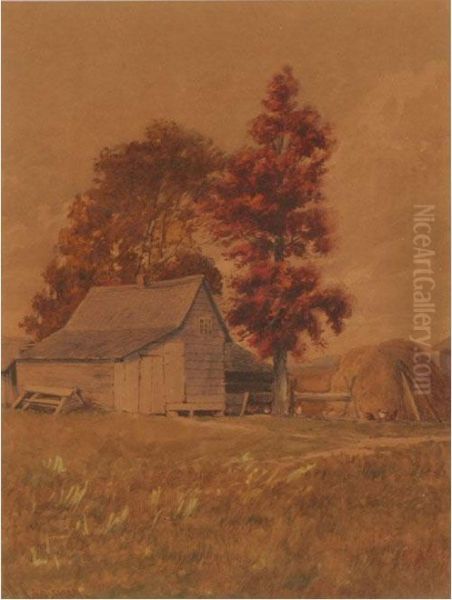 Barnyard Scene With Chickens - view 1