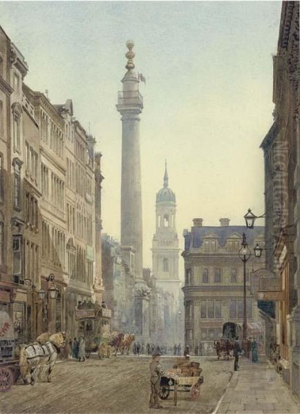 The Monument From Gracechurch Street - view 1