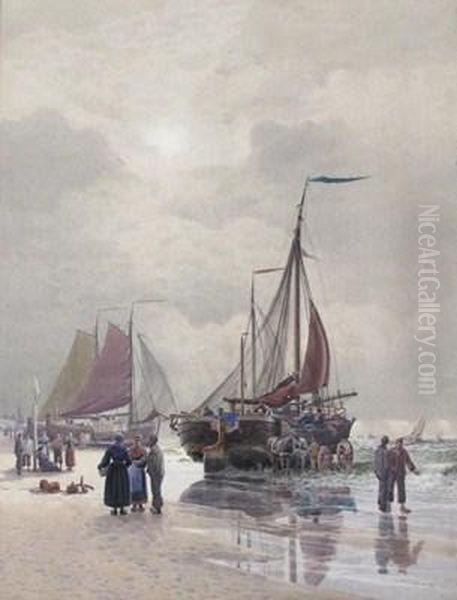 Fisherfolk On The Shore - view 1