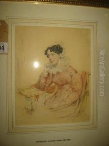 Portrait Of A Seated Lady And A Gentleman by Frederick Cruickshank