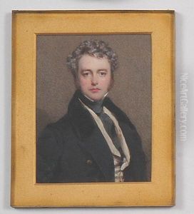 A Miniature Portrait Of A Gentleman, J. Gibson Reeves, Wearing A Black Frock Coat, A White Waistcoat And Black Cravat With Grey Hair
