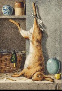 Rabbit And Mallard On The Pantry Shelf by William Cruickshank