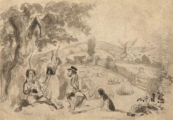 Bucolic Landscape With Figures - view 1