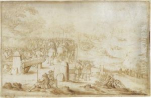 Cavalry And Infantry Preparing To Join Battle by Anthonie, Anton Crussens