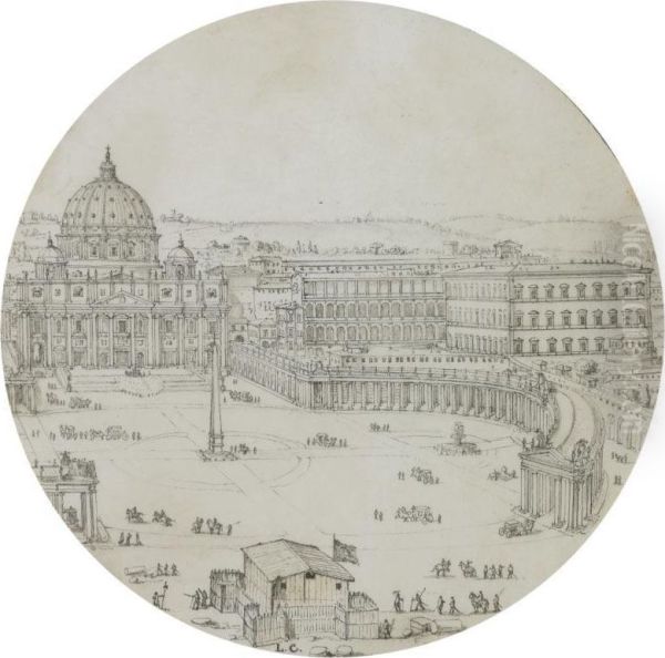 View Of St Peter's, Rome, With A Military Encampment In The Foreground - view 1