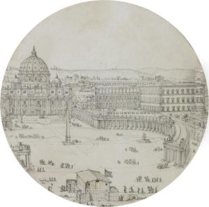 View Of St Peter's, Rome, With A Military Encampment In The Foreground by Lieven Cruyl