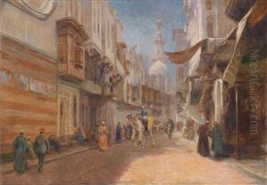 Oriental Street Scene by Karoly Cserna