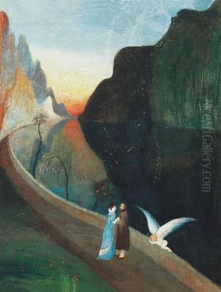 Encounter Of Lovers (rendezvous), Around 1902 by Tivadar Csontvary Kosztka