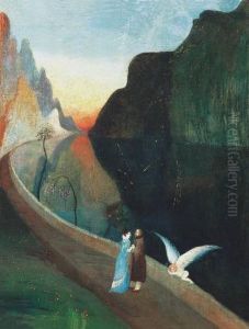 Encounter Of Lovers (rendezvous), Around 1902 by Tivadar Csontvary Kosztka