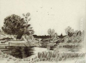 Paisaje Con Rio by Telesforo Cuevas
