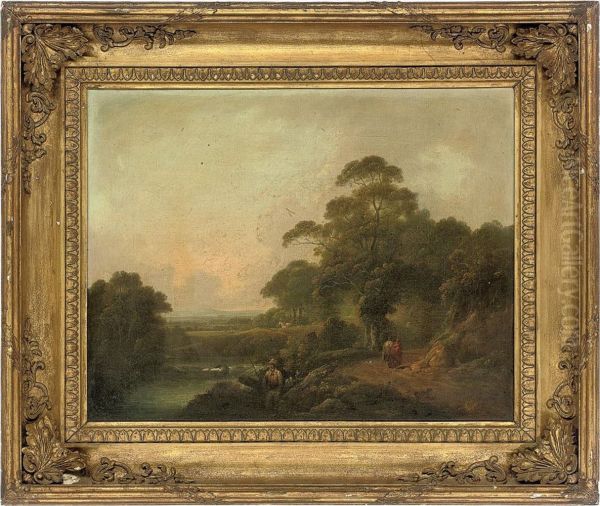 An Angler On A River Bank - view 1