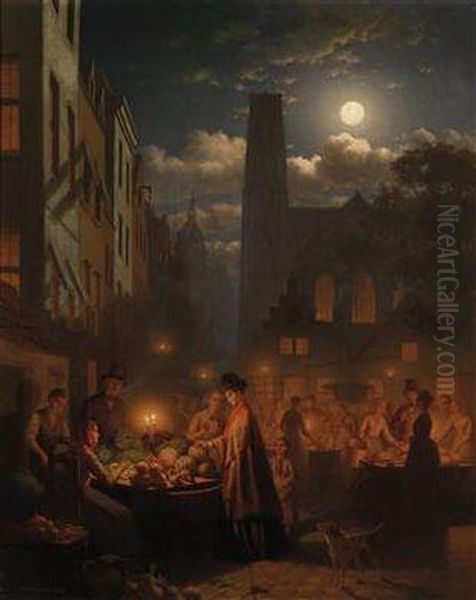Vegetable Market At Night - view 1