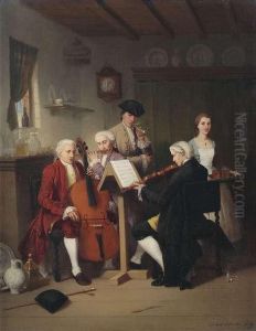 A Triomaking Music In A Sitting Room. by Johann Mongels Culverhouse