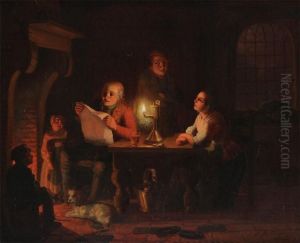 Interior With Figures At A Table By Candlelight