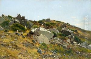 Paesaggio Roccioso Con Giovani Contadini