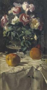 Natura Morta Con Rose E Mele by Ettore Cumbo