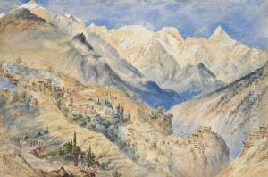The Khylas Peaks And Village Of Pangi Three Miles Above Chine On The Sutledge