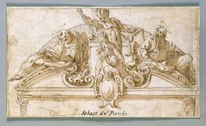 Lunetta Con San Michele Arcangelo E Due Santi by Francesco Curia