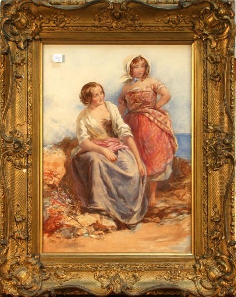 Portrait Of Two Young Femalefisherfolk In A Coastal Landscape - view 1