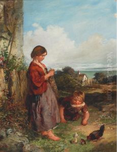 Playing With Chicks By The Sea by James Curnock