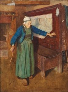 Breton Peasant Woman In An Interior by Sidney Curnow Vosper