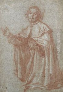 Un Saint A Genoux by Francesco Curradi