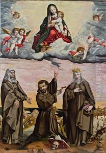 Thronende Madonna Mit Kind Umgeben Von Engeln