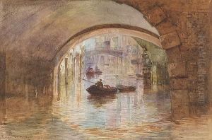 Venice Scene With Boatmen Under Arches