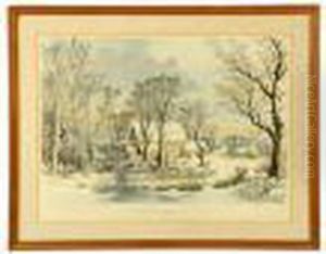 Winter In The Country - Grist Mill by Currier & Ives Publishers