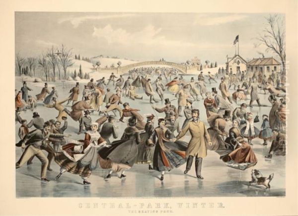 Central-park, 
Winter, 
The Skating Pond by Edward Wilson Currier