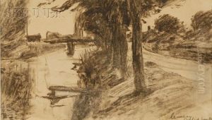 River Landscape With Stand Of Trees by Joseph Frank Currier