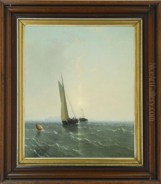 Shipping Off The Coast At Sunrise - view 1