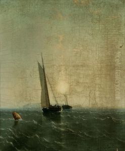 Sailboats Off The Coast by George Curtis