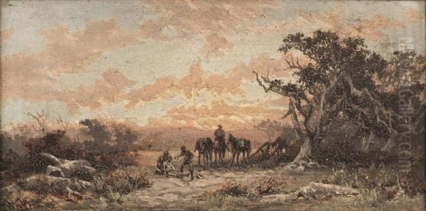 Rural Scene, Men And Horses - view 1