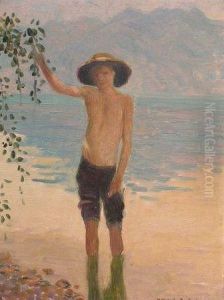 Boy Wading In River Boy Wading In River