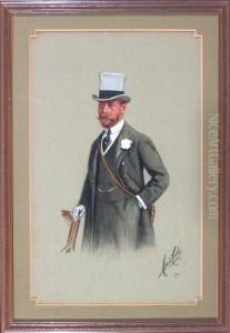 Halbportrait Eines Stehenden Gentleman Mit Grauem Zylinder
