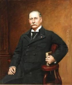 Portrait Of A Gentleman Seated In A Black Coat by Robert Cutler Hinckley