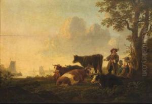 Paesaggio Con Contadini E Armenti by Aelbert Cuyp
