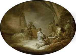 Soldiers Playing Cards In A Barn by Benjamin Gerritsz. Cuyp