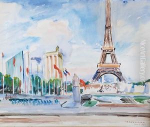 Widok Na Wieze Eiffla Z Placu Przed Palais Chaillot