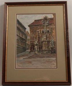 A Baroque Town Square And A Trinitycolumn by Emil Czech