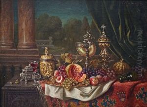 Prunkstillleben Vor Einer Parklandschaft by Ernst Czernotzky