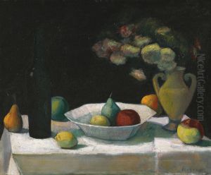 Still Life With Bottle And Fruit by Dezso Czigany