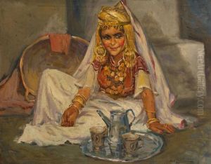 Jeune Orientale Au Plateau De The