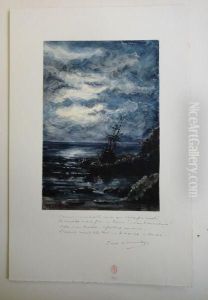 Marine Au Clair De Lune by Ernest D Hervilly