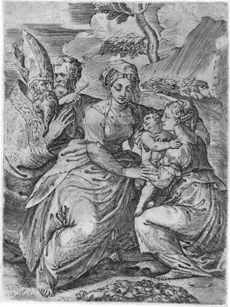 Madonna Mit Kind Und Heiligen. Radierung, Nach - view 1