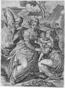 Madonna Mit Kind Und Heiligen. Radierung, Nach by Giovanni Battista D' Angeli