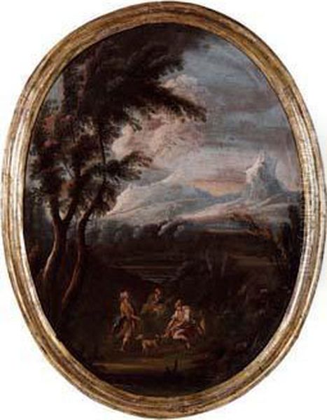 Paesaggio Con Pastore E Armenti Presoun Ruscello - view 1