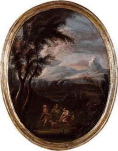 Paesaggio Con Pastore E Armenti Presoun Ruscello by Alessandro D'Anna