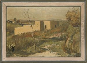 View Of A Farmhouse In A Landscape by Rodolphe D' Erlanger
